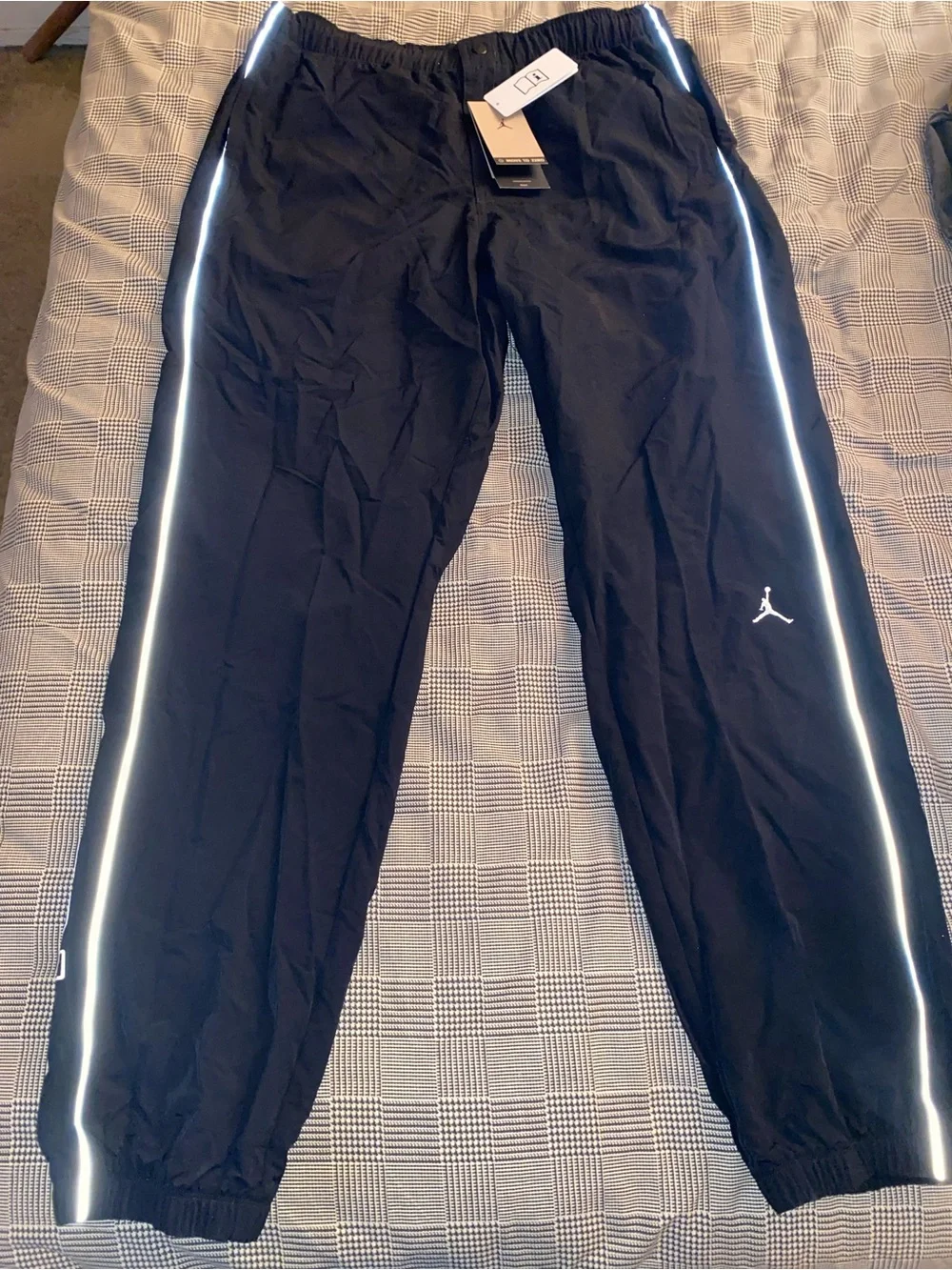 Jordan flight mvp Black Joggers with Reflective Side Stripes